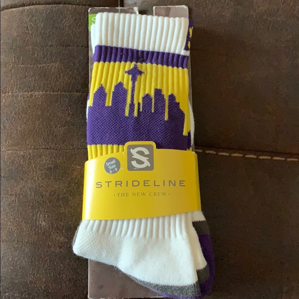 Stride line Seattle skyline socks